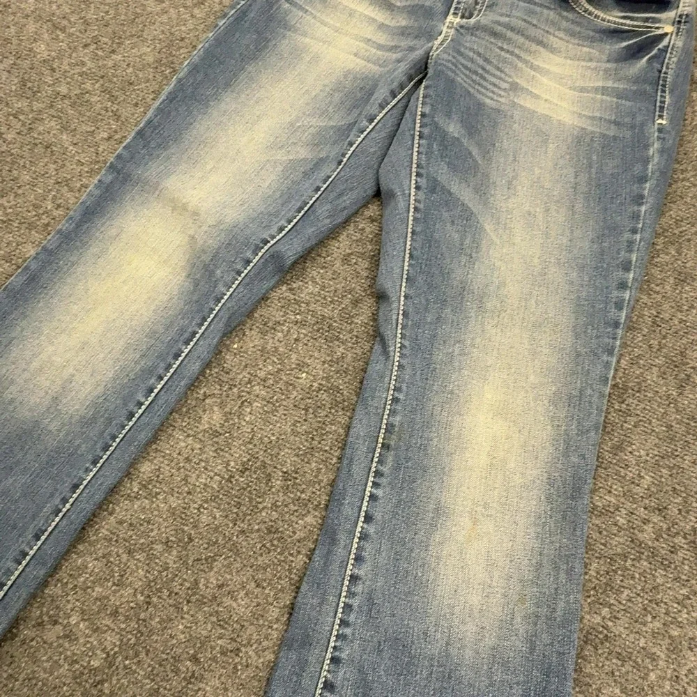 INC Denim Jeans Womens 8 Blue Cotton Blend Bootcut Flap Pockets Y2K Style